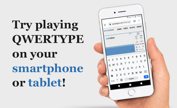 Smartphone or tablet typing game